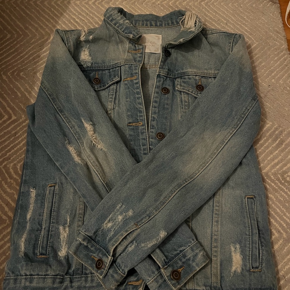 Altar'd State Men's Light Blue Distressed Jacket